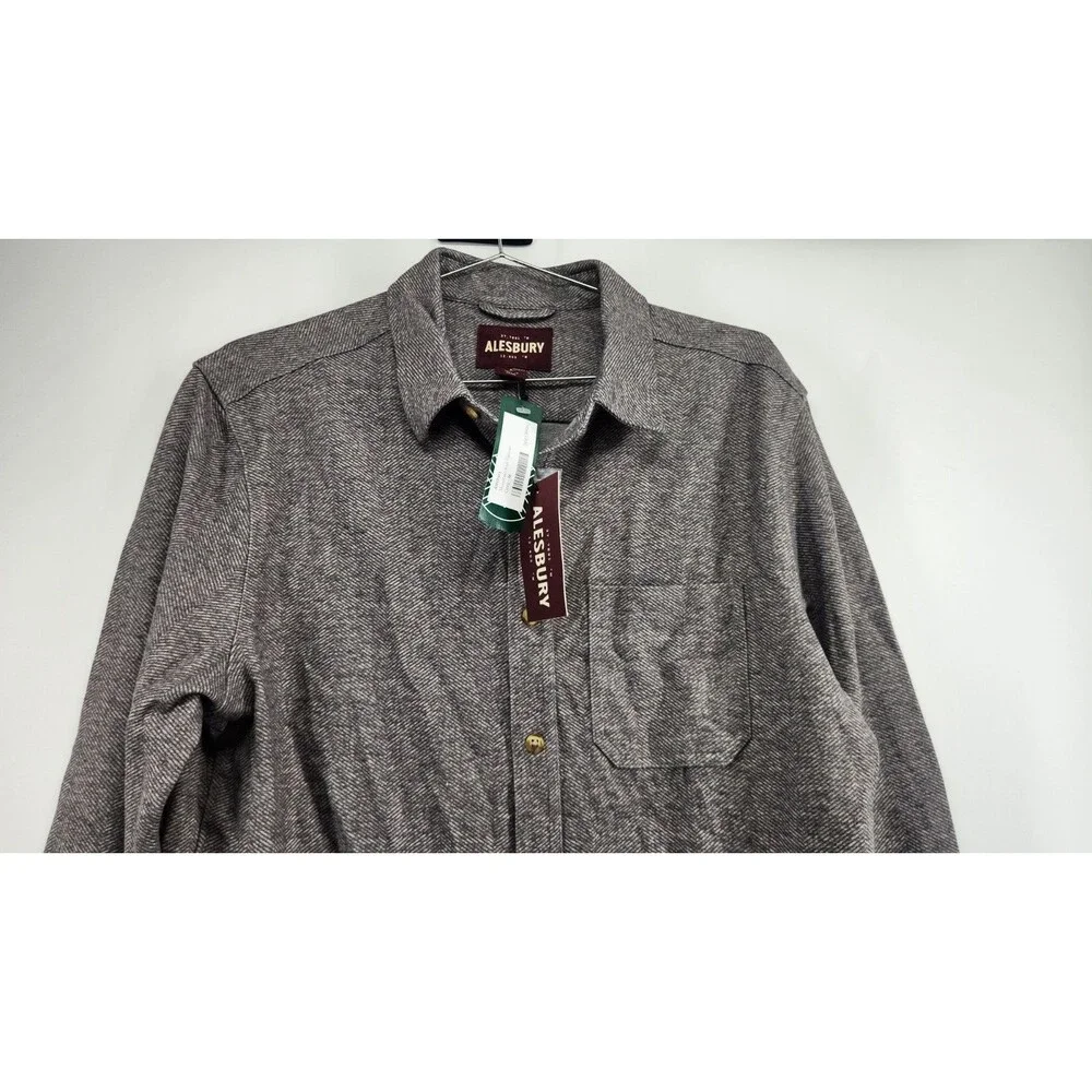 Alesbury Men's Grey Medium Mountain‎ Knit Flannel Long Sleeve Shirt NWT